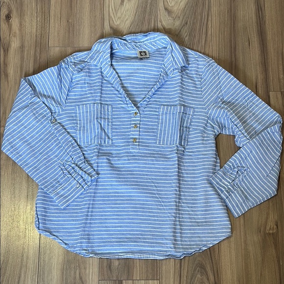 Blue Striped Button-Up Shirt - Picture 1 of 4